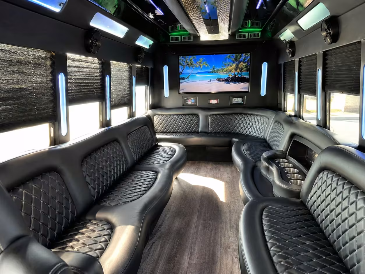 18 passenger party bus inside